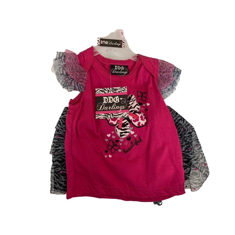 New DDG Darlings Girls Infant Baby Size 12 Months 2 pc Set outfit Beautiful Butt